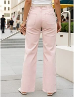 Dámské džíny s vysokým pasem a širokými nohavicemi růžové FashionStreet UY2966