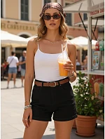 Dámské džínové šortky s páskem černé FashionStreet SY0526