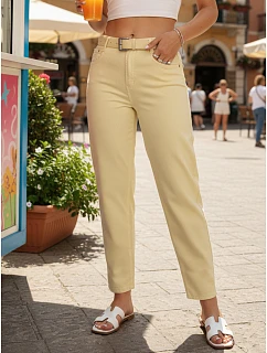 Dámské džíny mom fit s vysokým pasem světle žluté FashionStreet UY2978