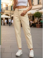 Dámské džíny mom fit s páskem high rise světle žluté FashionStreet UY2988