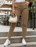 Dámske džínsy s vysokým pásom a opaskom hnedej farby FashionStreet UY2989