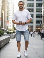 Pánské džínové šortky s odřením modré FashionStreet SX2578