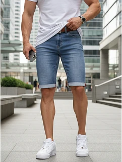 Pánske džínsové šortky s opaskom modré FashionStreet SX2580