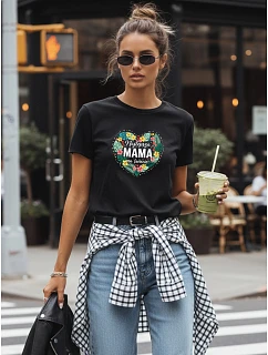 Dámske tričko s potlačou na Deň matiek čierne FashionStreet NX5029RY