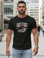 Pánske bavlnené tričko s potlačou auta čierne FashionStreet NX5087R