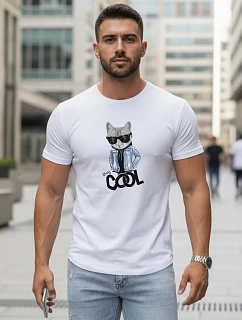 Pánske tričko Stay COOL s potlačou biele FashionStreet NX5018R