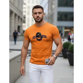 Tshirt męski z nadrukiem pomarańczowy model 22159010 - FashionStreet