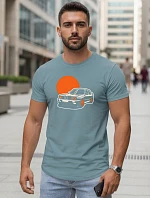 Pánske bavlnené tričko s potlačou auta petrol FashionStreet NX5091R