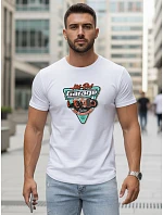 Pánske tričko s potlačou HOT ROD GARAGE biele FashionStreet NX5093R
