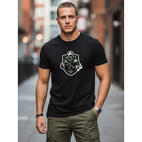 Tshirt męski z nadrukiem czarny model 22170672 - FashionStreet