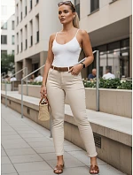 Dámské úzké džíny s vysokým pasem a páskem ecru FashionStreet UY3053
