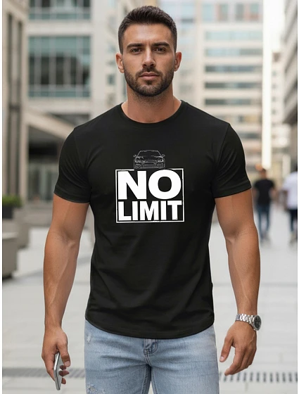 Pánské bavlněné tričko s potiskem No limit černé FashionStreet NX0129R