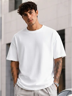 Pánské bavlněné bílé tričko oversize FashionStreet RX5683