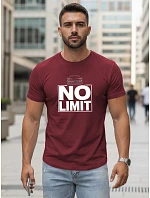 Pánské bavlněné tričko s potiskem No limit maroon FashionStreet NX0129R Pánské bavlněné tričko s potiskem No limit maroon FashionStreet NX0129R