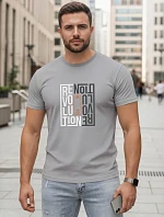 Pánske bavlnené tričko s potlačou revolution grey FashionStreet NX0143R