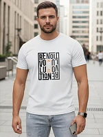 Pánske bavlnené tričko s potlačou revolution white FashionStreet NX0143R