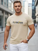 Pánske bavlnené tričko so streetwearovou potlačou béžovej farby FashionStreet NX0145R