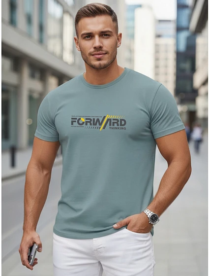 Pánské bavlněné tričko se streetwearovým potiskem petrol FashionStreet NX0145R