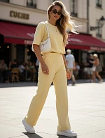 Dámske tepláky s krátkym rukávom žlté FashionStreet AY1167