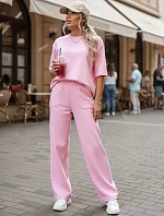 Dámske tepláky s krátkym rukávom ružové FashionStreet AY1168