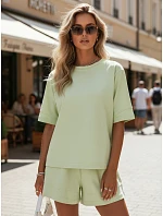 Dámska bavlnená súprava s letnými šortkami zelenáFashionStreet AY1173