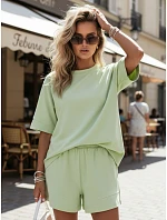 Dámska bavlnená súprava s letnými šortkami zelenáFashionStreet AY1173