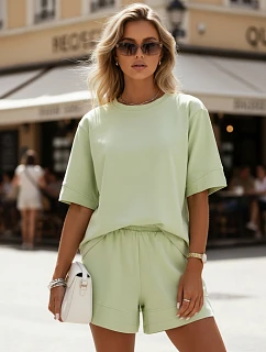 Dámska bavlnená súprava s letnými šortkami zelenáFashionStreet AY1173