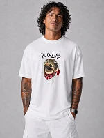 Pánske bavlnené tričko nadrozmernej veľkosti s bielou potlačou FashionStreet NX1002R