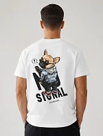 Pánske bavlnené tričko nadrozmernej veľkosti s bielou potlačou FashionStreet NX4009R