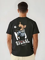 Pánske bavlnené tričko nadrozmernej veľkosti s čiernou potlačou FashionStreet NX4009R