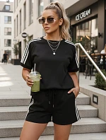 Dámsky viskózový set s motýľom a šortkami čierny FashionStreet AY1183