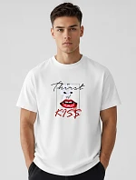Pánske bavlnené tričko nadrozmernej veľkosti s bielou potlačou FashionStreet NX1007R