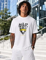Pánske biele tričko oversize s potlačou FashionStreet NX1005R