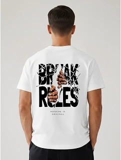 Pánské bavlněné tričko oversize s potiskem Break Rules černá NX4005R