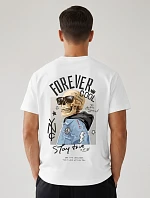 Pánske tričko Forever Cool oversize biele FashionStreet NX4010R
