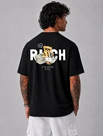 Pánske tričko s potlačou Freaking Rich oversize čierne FashionStreet NX4012R