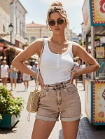 Dámske béžové džínsové šortky FashionStreet SY0554