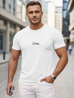 Pánske biele bavlnené tričko s potlačou FashionStreet NX5125R