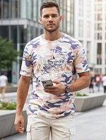 Pánske tričko s potlačou moro béžovej farby FashionStreet NX2004R