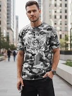 Pánske tričko s moro sivou potlačou FashionStreet NX2004R