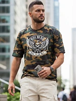 Pánske zelené tričko s moro potlačou FashionStreet NX2004R