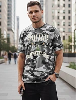 Pánske sivé tričko s vojenskou potlačou FashionStreet NX2005R