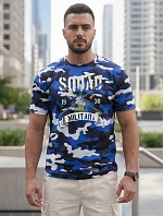 Pánske modré tričko s vojenskou potlačou FashionStreet NX2005R