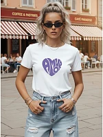 Dámské bavlněné tričko s potiskem, bílé, FashionStreet NX8055RY