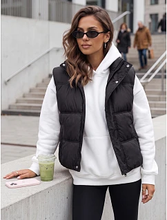 Dámská zateplená vesta bez kapuce, černá, FashionStreet TY5728