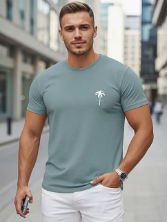 Pánske bavlnené tričko s potlačou v petrolovej farbe FashionStreet NX5126R
