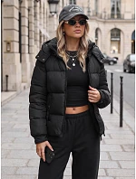 Kurtka damska zimowa pikowana z kapturem czarna FashionStreet TY5747 Kurtka damska zimowa pikowana z kapturem czarna FashionStreet TY5747