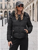 Kurtka damska zimowa pikowana z kapturem czarna FashionStreet TY5747 Kurtka damska zimowa pikowana z kapturem czarna FashionStreet TY5747