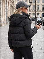 Kurtka damska zimowa pikowana z kapturem czarna FashionStreet TY5747 Kurtka damska zimowa pikowana z kapturem czarna FashionStreet TY5747