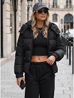 Kurtka damska zimowa pikowana z kapturem czarna FashionStreet TY5747 Kurtka damska zimowa pikowana z kapturem czarna FashionStreet TY5747